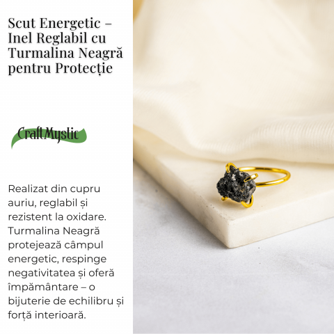 Scut energetic – Inel reglabil cu Turmalina Neagra pentru Protectie [2]