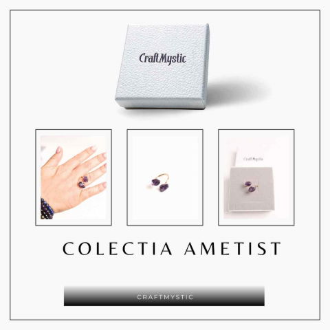 Inel reglabil cu dublu Ametist – Claritate mentala si echilibru spiritual [6]