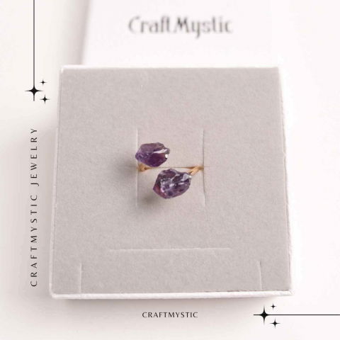 Inel reglabil cu dublu Ametist – Claritate mentala si echilibru spiritual [5]