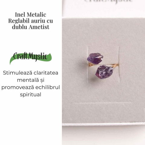 Inel reglabil cu dublu Ametist – Claritate mentala si echilibru spiritual [2]