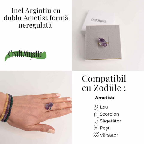 Inel Reglabil cu Dublu Ametist - Eleganta si Energie Pozitiva [3]