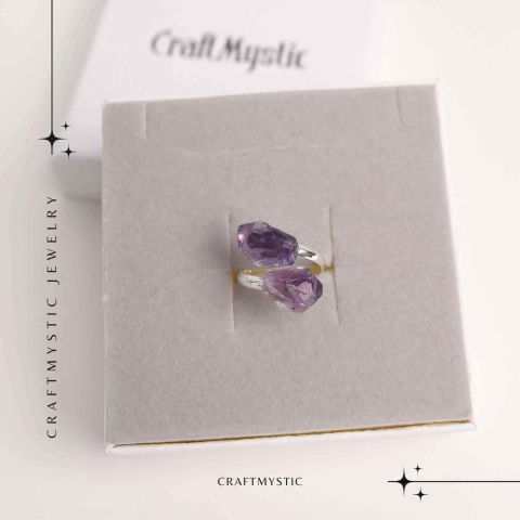 Inel Reglabil cu Dublu Ametist - Eleganta si Energie Pozitiva [5]