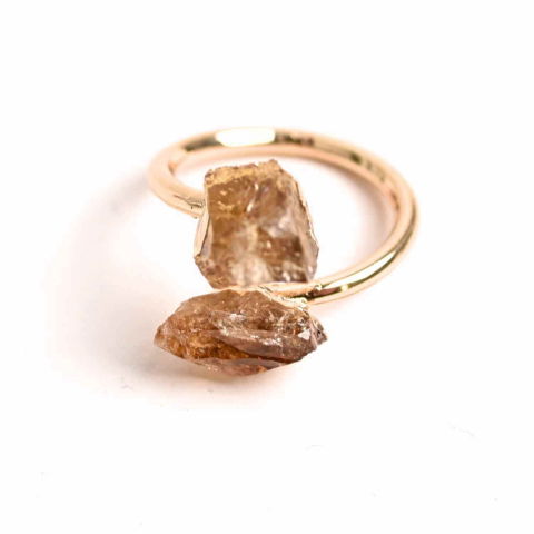 Incredere si Curaj - Inel reglabil cu dublu Citrin – Abundenta si energie pozitiva