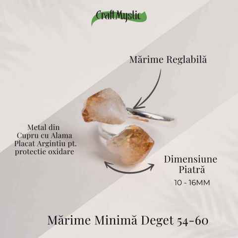 Inel Reglabil cu Dublu Citrin - Energie Pozitiva si Abundenta [3]