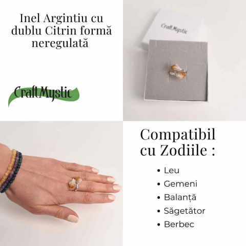 Inel Reglabil cu Dublu Citrin - Energie Pozitiva si Abundenta [4]