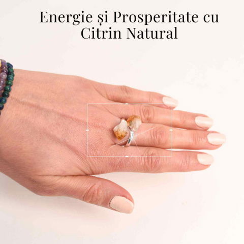 Inel Reglabil cu Dublu Citrin - Energie Pozitiva si Abundenta [1]