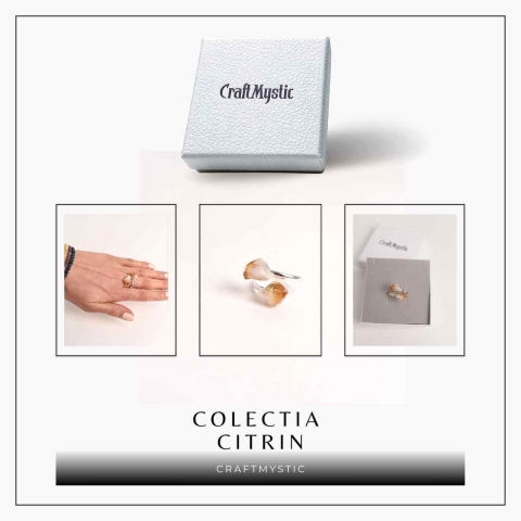 Inel Reglabil cu Dublu Citrin - Energie Pozitiva si Abundenta [6]