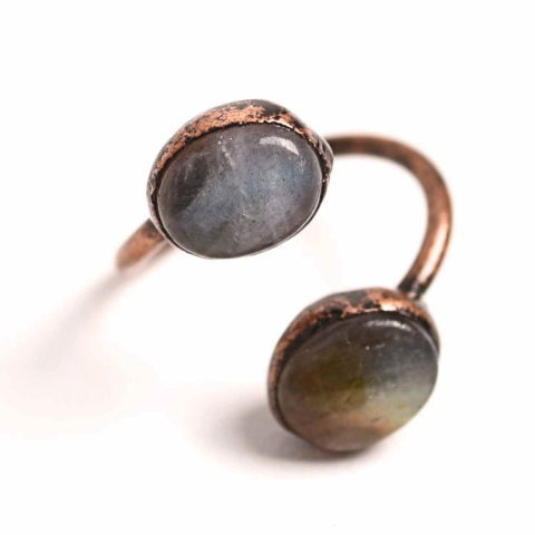 Labradorit - Inel reglabil cu dublu Labradorit – Protectie si echilibru energetic