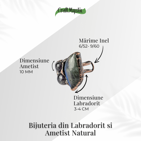 Inel Reglabil din Labradorit si Ametist Natural – Simbol al Intuitiei si Echilibrului Spiritual [4]