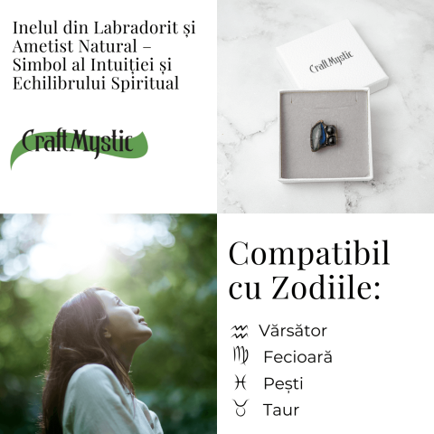 Inel Reglabil din Labradorit si Ametist Natural – Simbol al Intuitiei si Echilibrului Spiritual [3]
