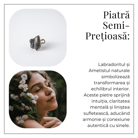 Inel Reglabil din Labradorit si Ametist Natural – Simbol al Intuitiei si Echilibrului Spiritual [5]