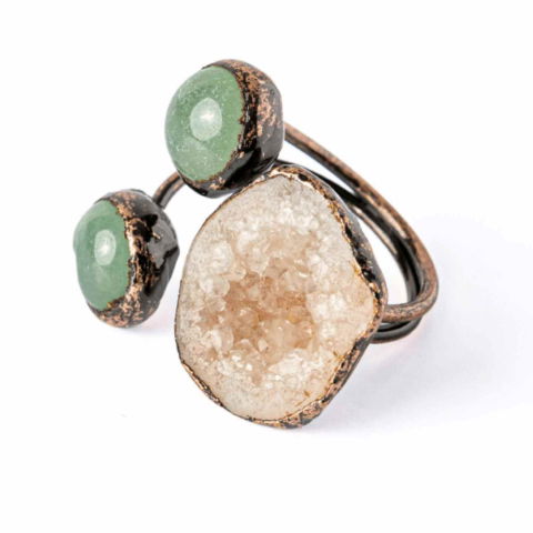 Rac - Inel din Geoda de Agata si Aventurin Verde Natural – Armonie si Vitalitate Interioara
