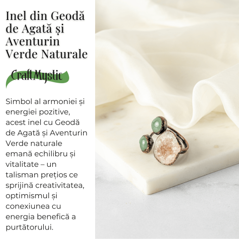 Inel din Geoda de Agata si Aventurin Verde Natural – Armonie si Vitalitate Interioara [2]