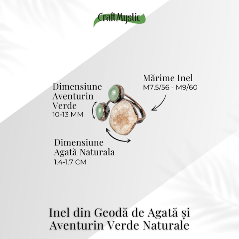 Inel din Geoda de Agata si Aventurin Verde Natural – Armonie si Vitalitate Interioara [3]