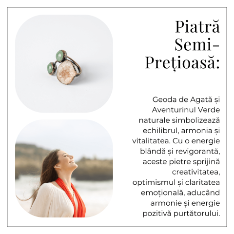 Inel din Geoda de Agata si Aventurin Verde Natural – Armonie si Vitalitate Interioara [5]