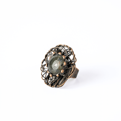 Inel Floral din Cupru cu Labradorit Natural – Talisman al Transformarii si Protectiei Interioare [8]