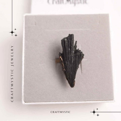 Inel Reglabil Vintage cu Turmalina Neagra aripa – Protectie si echilibru energetic [5]