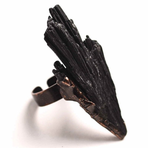Inel Reglabil Vintage cu Turmalina Neagra aripa – Protectie si echilibru energetic [7]