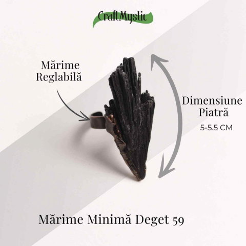 Inel Reglabil Vintage cu Turmalina Neagra aripa – Protectie si echilibru energetic [4]