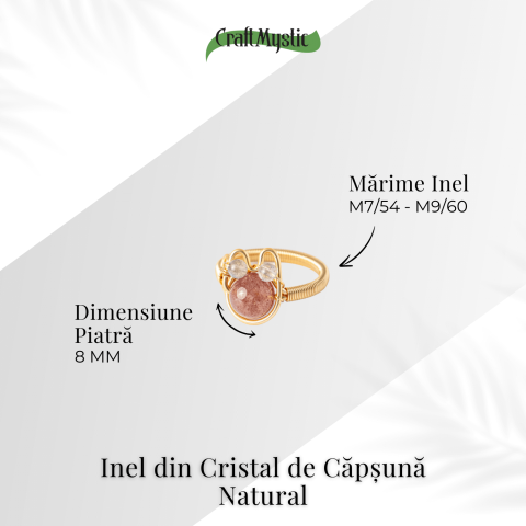 Inel cu Cristal de Capsuna Natural si Cupru – Simbol al Vitalitatii si Bucuriei Interioare [4]