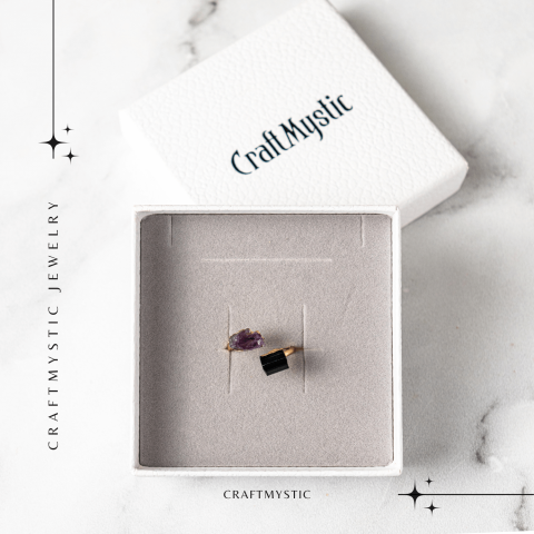 Inel reglabil cu Ametist si Turmalina – Echilibru si Energie Pozitiva [7]