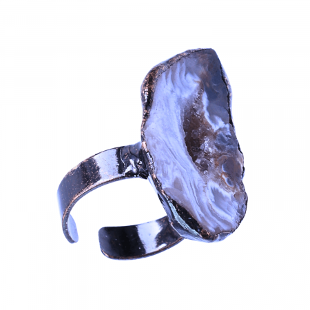 Inel vintage ajustabil cu Agat Druzy natural, pentru echilibru si protectie [8]