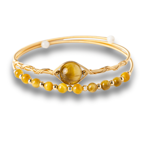 Tip Cristal - Putere si Protectie – Bratara din Ochi de Tigru auriu Natural