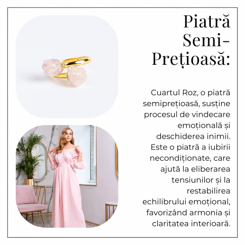 Inelul iubirii – Dublu Cuart roz natural pentru armonie si echilibru emotional [5]