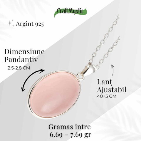 Colier cuart roz natural din argint 925– Echilibru si iubire profunda [2]