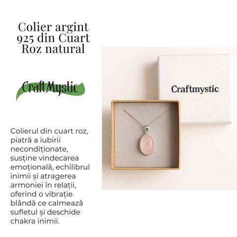 Colier cuart roz natural din argint 925– Echilibru si iubire profunda [3]