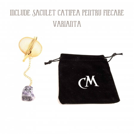 Infuzor ceai din otel inox cu piatra semipretioasa Ametist de 2 cm - Cristale vindecatoare tematica feng shui [2]
