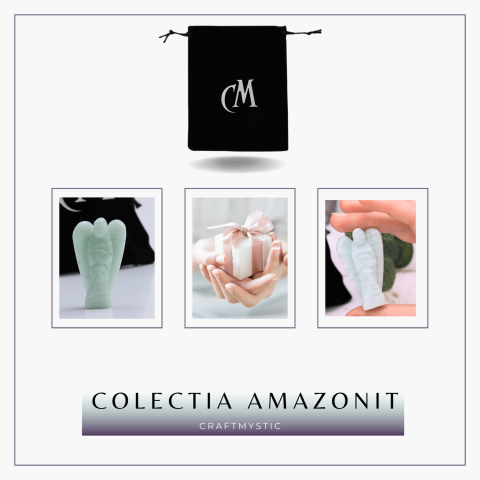 Figurina Inger 55mm din Amazonit Sculptat Manual - Protectie si Liniste [7]