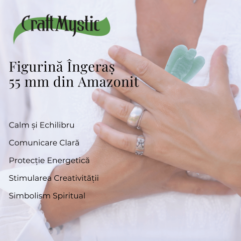Figurina Inger 55mm din Amazonit Sculptat Manual - Protectie si Liniste [3]