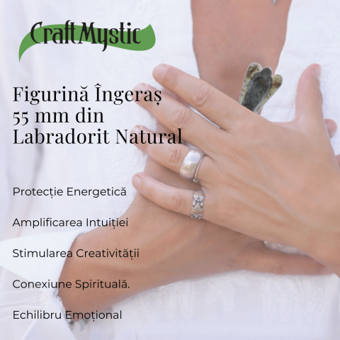 Figurina Inger 55mm din Labradorit Sculptat Manual - Protectie si Liniste [3]