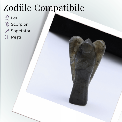 Figurina Inger 55mm din Labradorit Sculptat Manual - Protectie si Liniste [4]