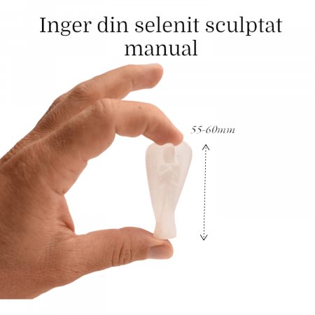Inger de 55-60 mm Sculptat Manual din Piatra Naturala de Selenit-Protecție și Claritate Spirituală [2]