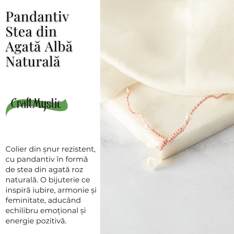 Pace si Armonie – Colier Stea din Agat Alb Natural [2]