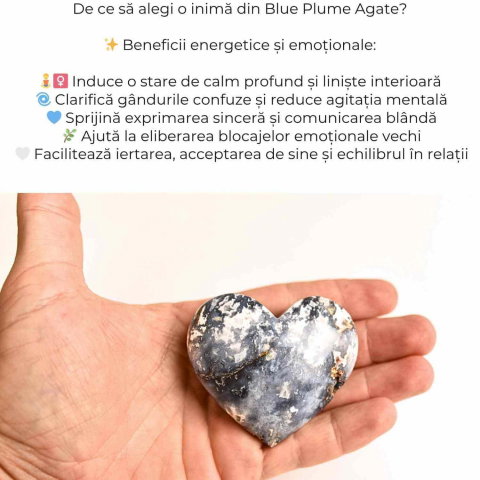 Inima din Agat Blue Plume – Vindecare si pace in palma ta [2]