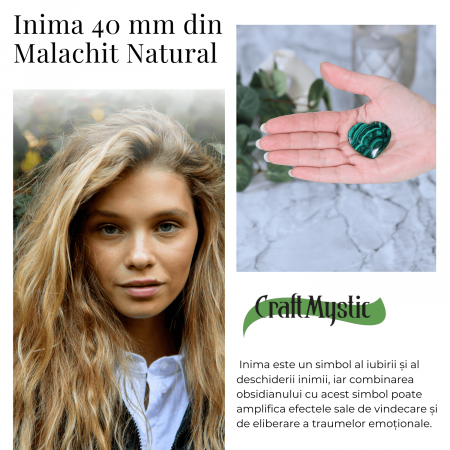 Inima de Malachit Natural 40mm - Puterea Vindecătoare la Îndemâna Ta [5]
