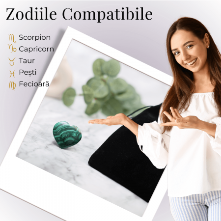 Inima de Malachit Natural 40mm - Puterea Vindecătoare la Îndemâna Ta [3]