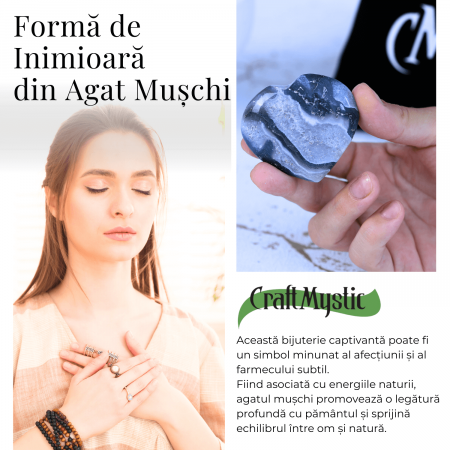 Inimioara din Agat Muschi 50-55mm - Armonie si Vindecare [7]