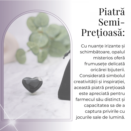 Inimioara Decorativa 30 mm din Obsidian Negru Curcubeu Fatetat Mexican [7]