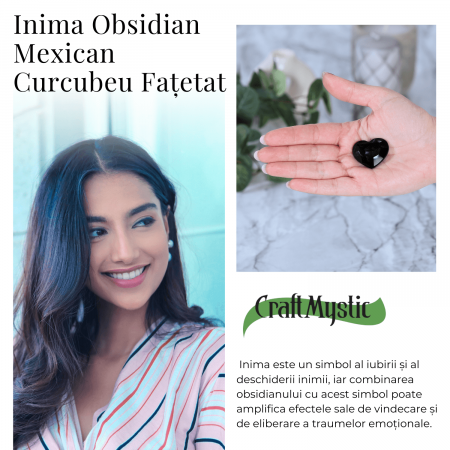 Inimioara Decorativa 30 mm din Obsidian Negru Fatetat Mexican [5]