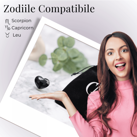 Inimioara Decorativa 30 mm din Obsidian Negru Fatetat Mexican [6]