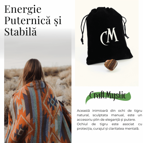 Inima Sculptata Manual de 30mm din Ochi de Tigru - Protectie si Curaj [7]