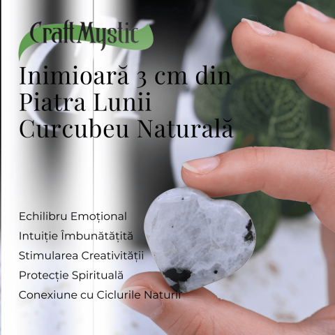Inima Sculptata Manual din Piatra Lunii Curcubeu - Armonie si Liniste [2]