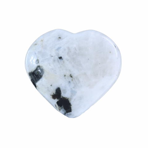 Îngeri și Simboluri Spirituale - Inima Sculptata Manual din Piatra Lunii Curcubeu - Armonie si Liniste