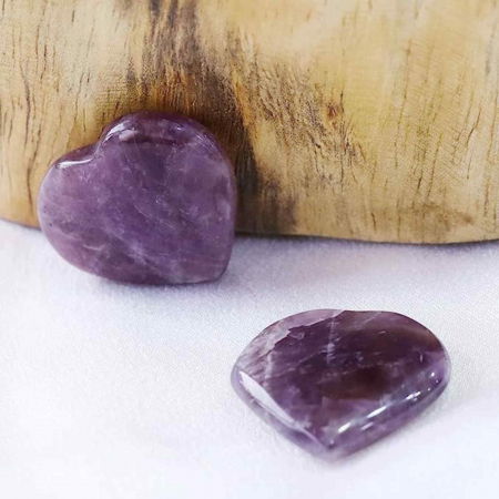Inimioara din cristal Ametist 3 cm si saculet satin inclus - Terapie, meditatie Reiki, Mini cristale de buzunar [4]