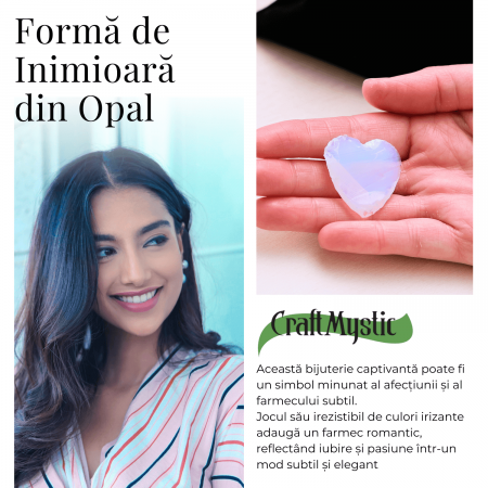 Inima din Cristal de Opalita Sculptata Manual - Piatra Semipretioasa pentru Bijuterii si Impachetare cu Sarma [4]