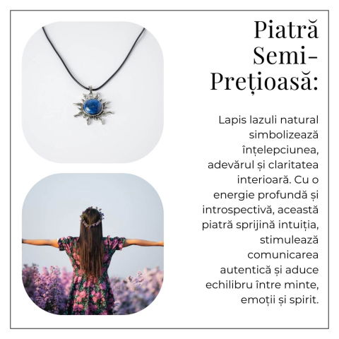 Intelepciune si Creativitate – Colier Soare cu Lapis Lazuli Natural [5]
